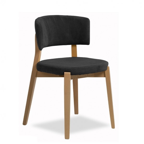 Galia Beechwood Mid Century Modern Commercial Hospitality Restaurant Indoor Custom Upholstered Dining Side Chair